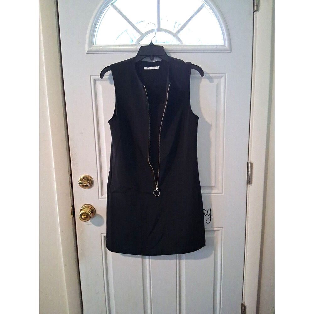 Alexander Wang Dress Black Tank Silver Accent Zippered Size 4